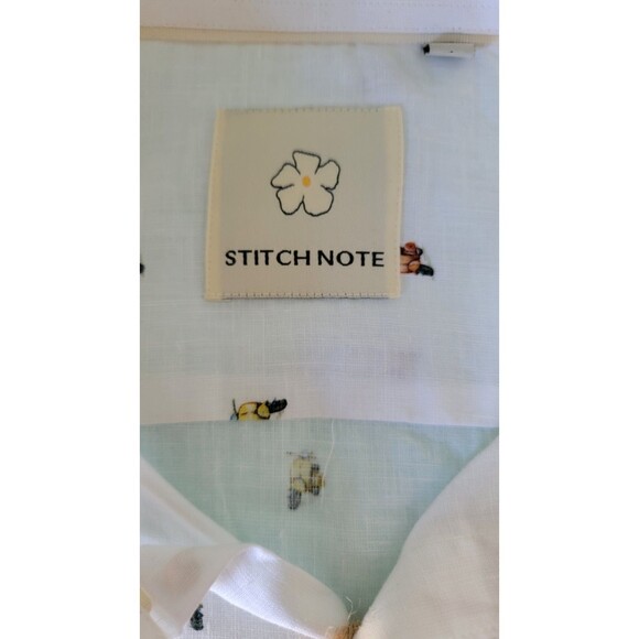 Stitch Note Men's Long Sleeve Vespa Print Linen/Cotton Shirt XXL New w tags - Picture 7 of 9